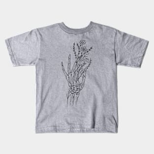 Skeleton Hand with Wildflowers Kids T-Shirt